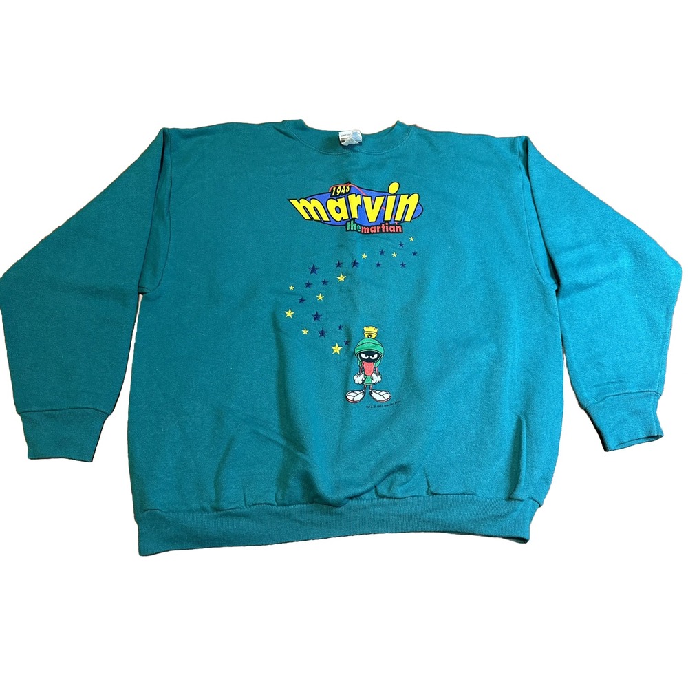 Vintage Marvin‎ Martian Sweatshirt Pullover 1997 Looney Tunes Embroidered